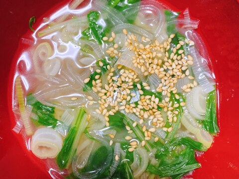 マロニーを使った水菜の春雨風スープ